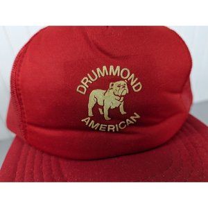 Drummond American‎ Bulldog SnapBack Trucker Hat Pennant Winner Mfg Red VTG